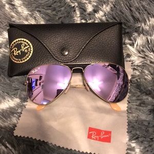 Polarized ray ban aviators purple mirror